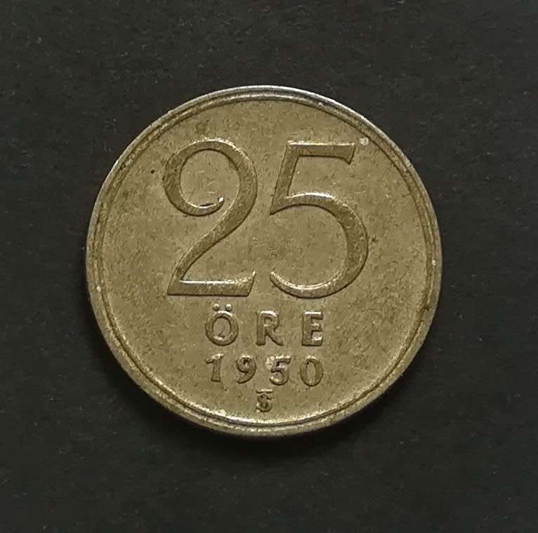 SWEDEN 1950 SILVER 25 ORE