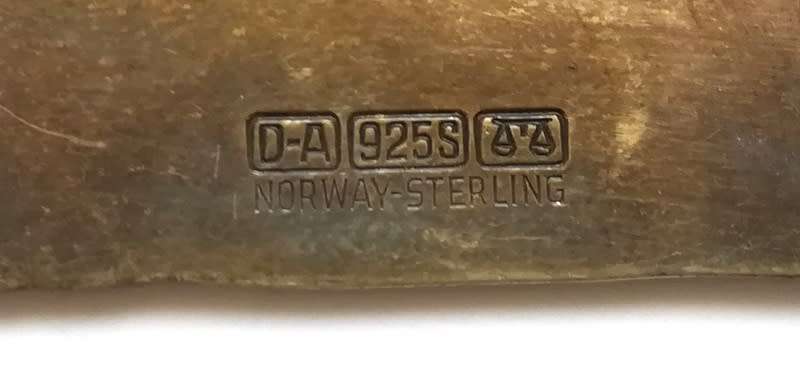 NORWAY STERLING SILVER AND ENAMEL BROOCH**DAVID ANDERSON** 34X44MM 17 GRAMS