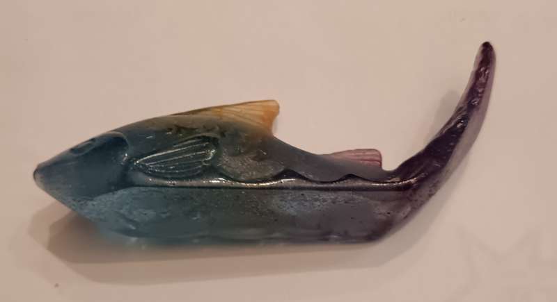 DAUM PATE DE VERRE FRANCE SIGNED PAIR CARP FISH IN SINGAPORE AIRLINES PRIORITY PASSENGER SERVICE BOX