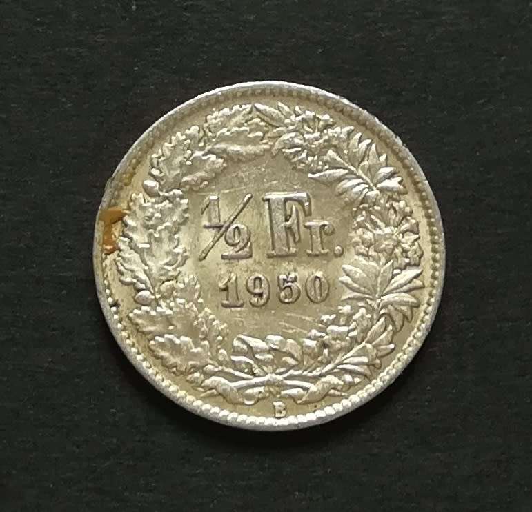 SWITZERLAND 1950B SILVER HALF FRANC