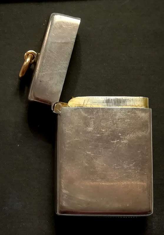 STERLING SILVER BIRMINGHAM 1898 (GOLD RING + HINGE) VESTA CASE 30 X 45MM 35.5 GRAMS