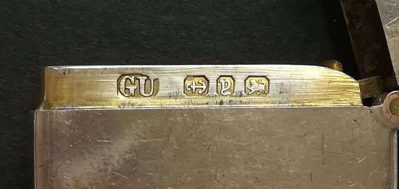 STERLING SILVER BIRMINGHAM 1898 (GOLD RING + HINGE) VESTA CASE 30 X 45MM 35.5 GRAMS