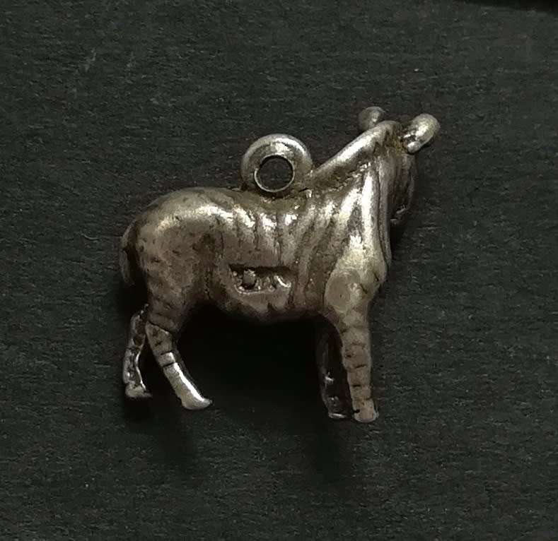 STERLING SILVER CHARM - ZEBRA 15 X 15MM 2.7GRAMS