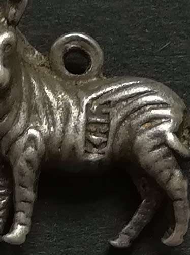 STERLING SILVER CHARM - ZEBRA 15 X 15MM 2.7GRAMS