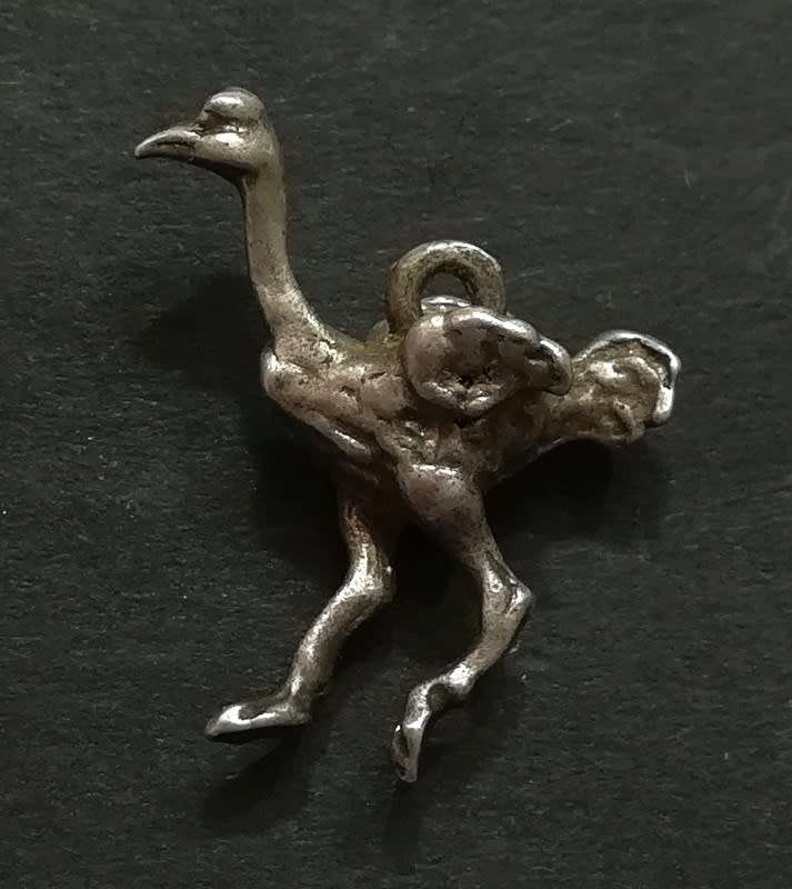 STERLING SILVER CHARM - OSTRICH 15 X 15MM 1.8 GRAMS