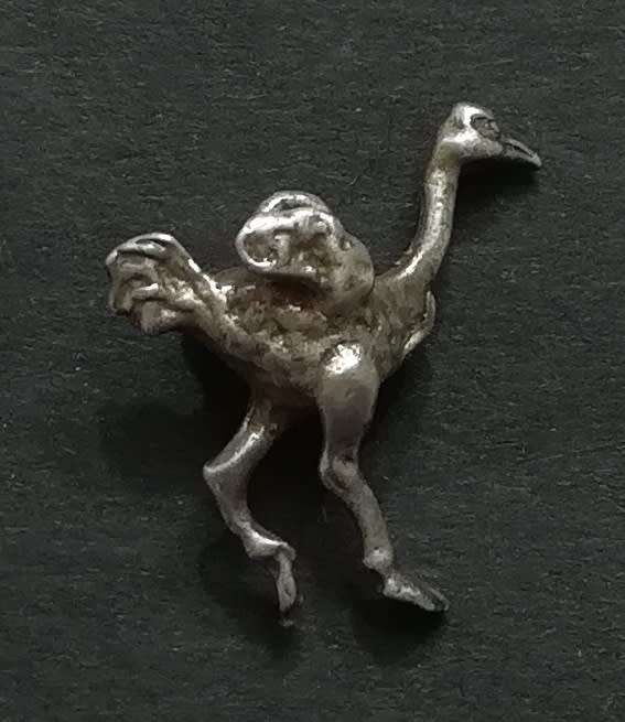 STERLING SILVER CHARM - OSTRICH 15 X 15MM 1.8 GRAMS