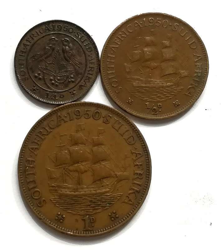 UNION 1950 1/2+1/2+1 PENNY (3 COINS)