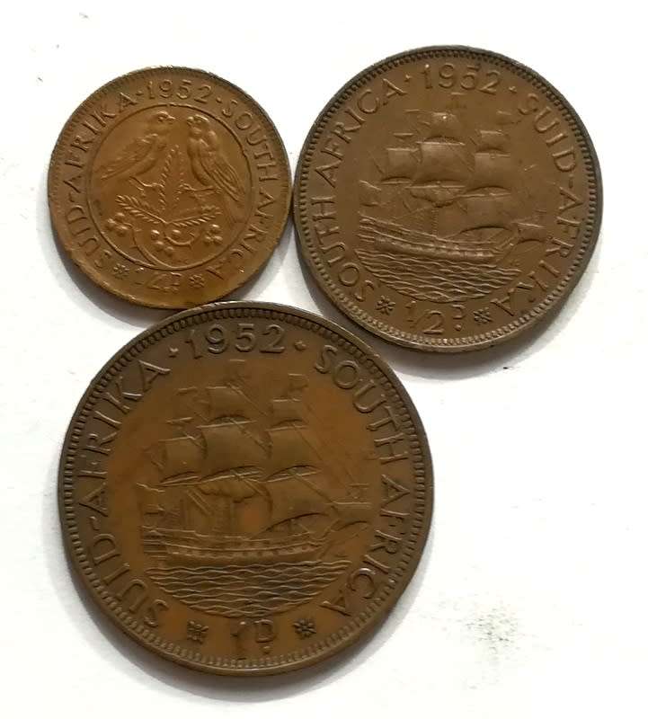 UNION 1952 1/2+1/2+1 PENNY (3 COINS)