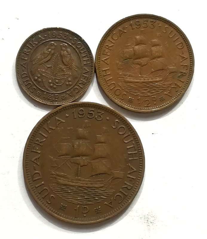 UNION 1953 1/2+1/2+1 PENNY (3 COINS)