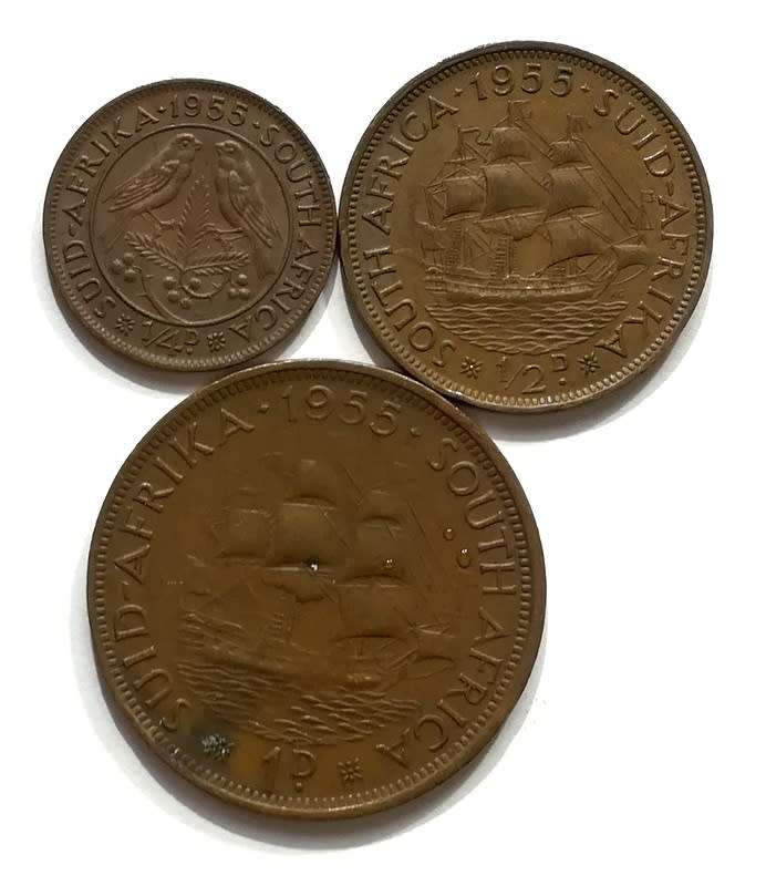 UNION 1955 1/2+1/2+1 PENNY (3 COINS)