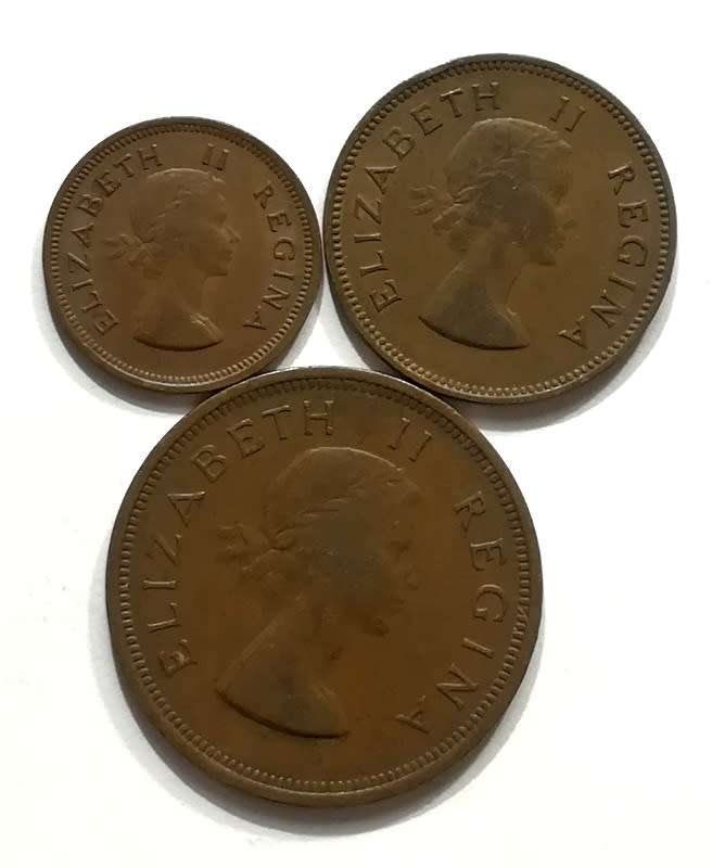 UNION 1955 1/2+1/2+1 PENNY (3 COINS)