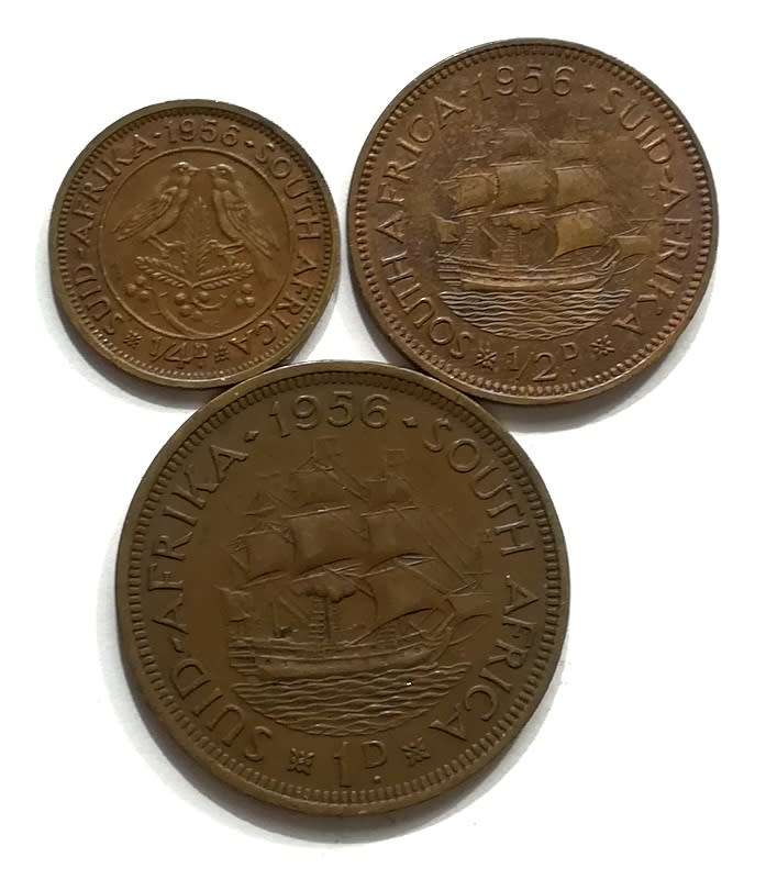 UNION 1956 1/2+1/2+1 PENNY (3 COINS)