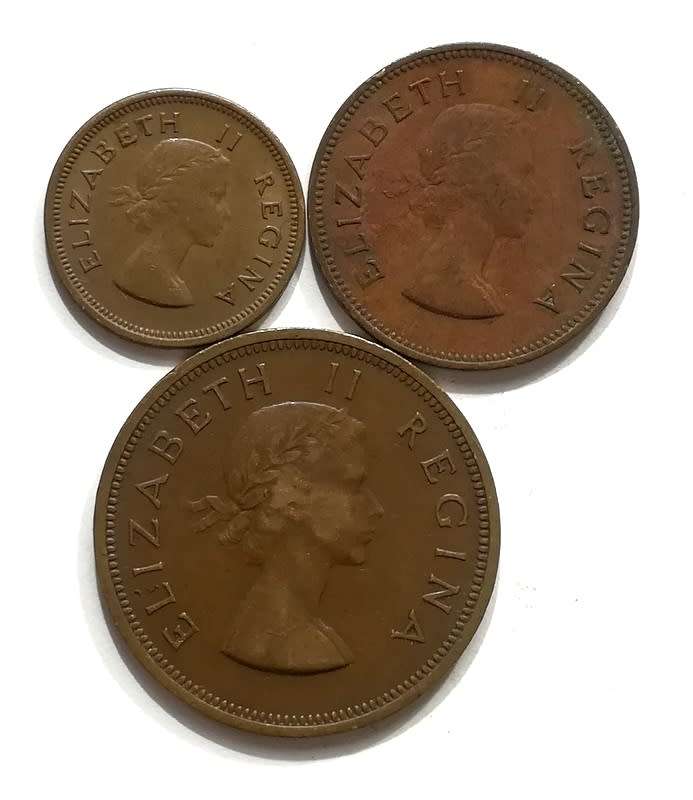 UNION 1957 1/2+1/2+1 PENNY (3 COINS)