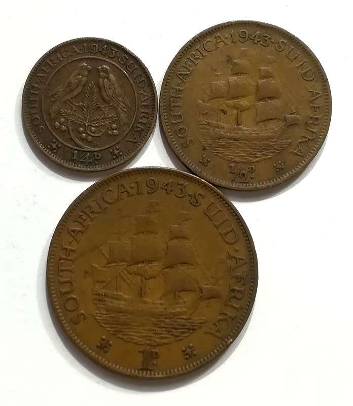 UNION 1943 1/2+1/2+1 PENNY (3 COINS)