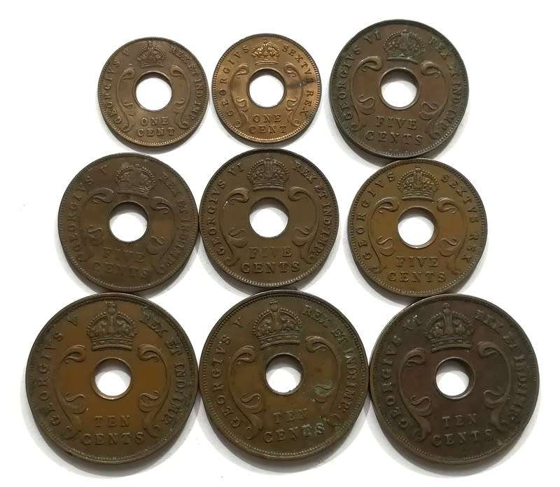 EAST AFRICA  MIXED LOT (9 COINS)