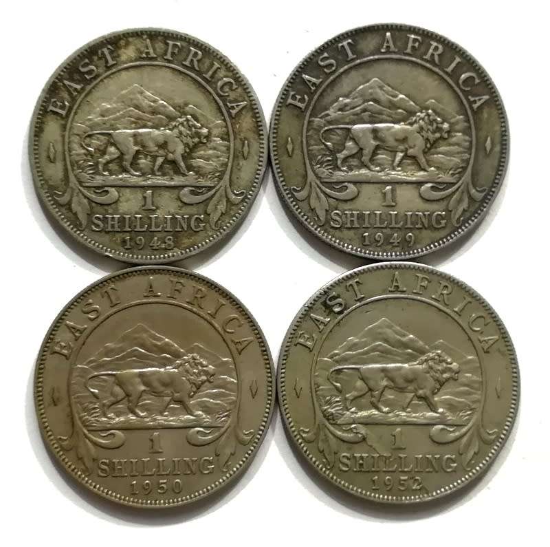 EAST AFRICA 1948+1949+1950+1952 SHILLING ( 4 COINS)