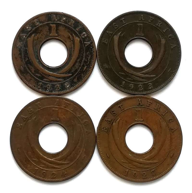 EAST AFRICA 1922+1923+1924+1927 1CENT (4 COINS)