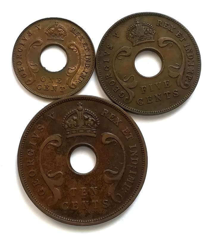 EAST AFRICA 1935 1+5+10 CENTS (3 COINS)