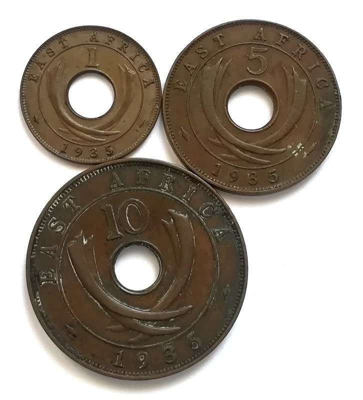 EAST AFRICA 1935 1+5+10 CENTS (3 COINS)