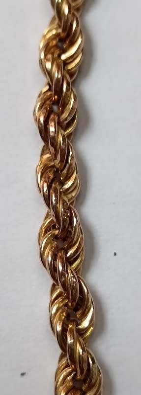 9CT GOLD ROPE CHAIN  7.9 GRAMS 470MM LONG 4MM WIDE