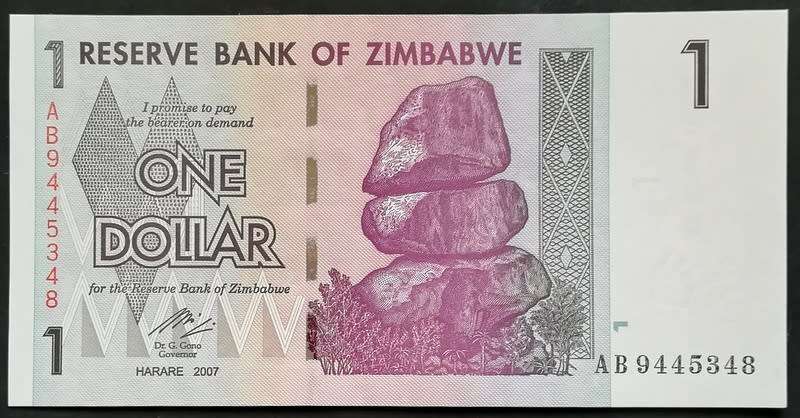 ZIMBABWE 2007 1 DOLLAR EF+