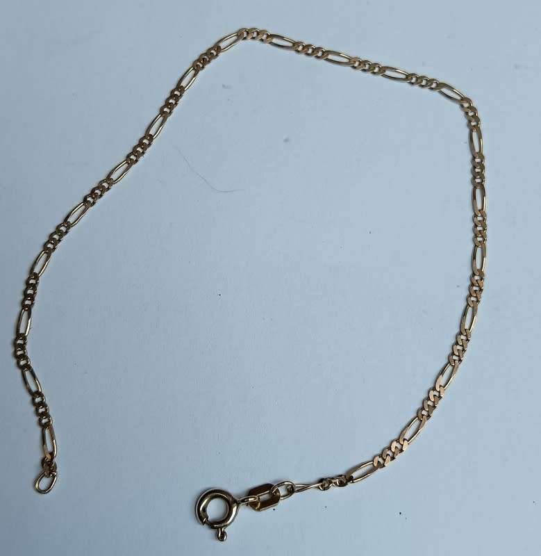 9CT GOLD CHAIN BRACELET 1 GRAMS 170MM