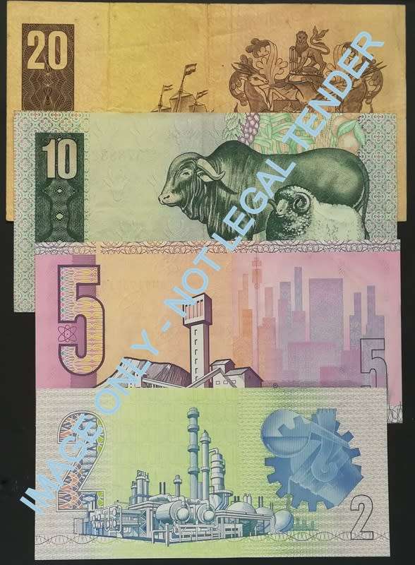 GERHARD DE KOCK 2+5+10+20 RAND (4 NOTES)