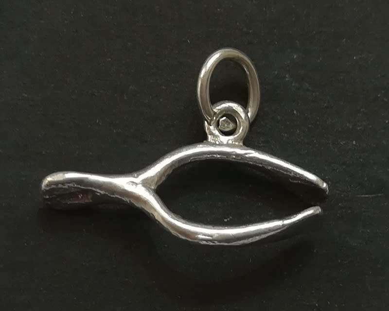 STERLING SILVER CHARM - WISHBONE 10X22MM 1.4 GRAMS