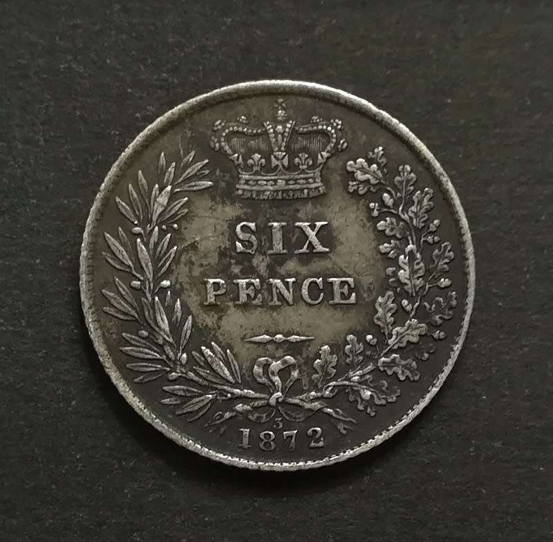 GREAT BRITAIN 1872 -`3` SILVER 6 PENCE