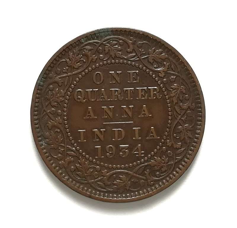 INDIA 1934 ONE QUARTER ANNA