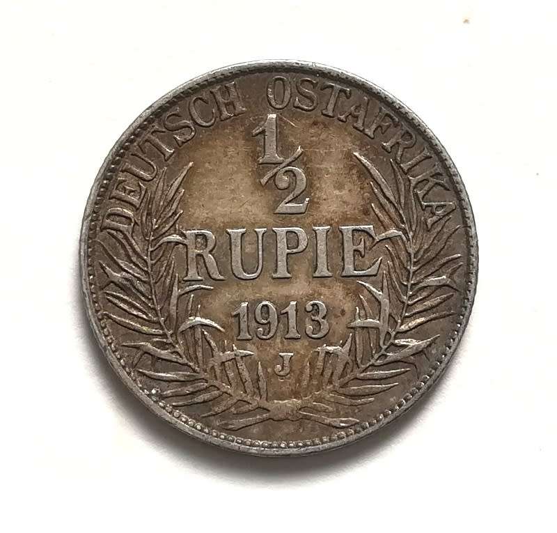GERMAN EAST AFRICA 1913J SILVER HALD RUPIE
