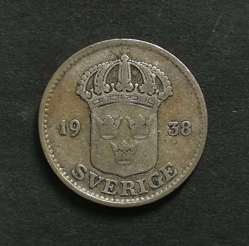 SWEDEN 1938 SILVER 25 ORE