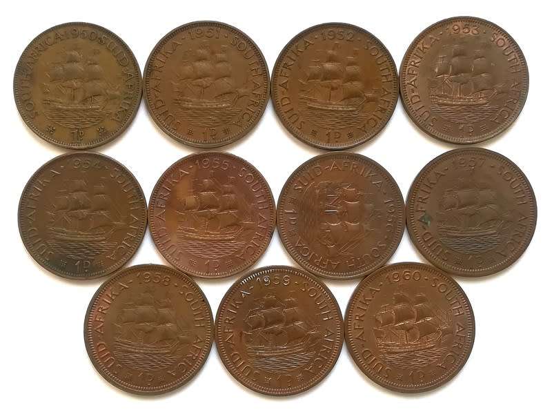 UNION 1950 TO 1960  PENNY - *ALL DATES* (11 COINS)