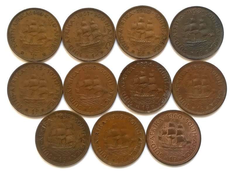 UNION 1950 TO 1960  PENNY - *ALL DATES* (11 COINS)
