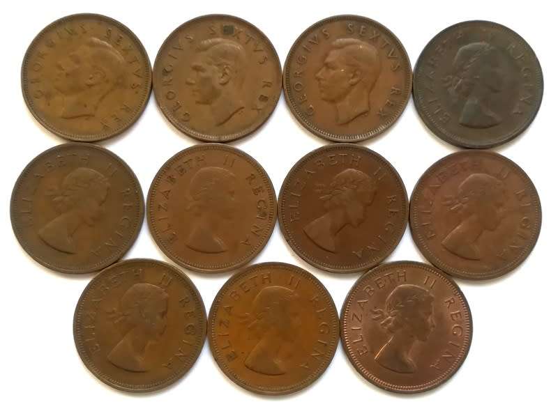 UNION 1950 TO 1960  PENNY - *ALL DATES* (11 COINS)