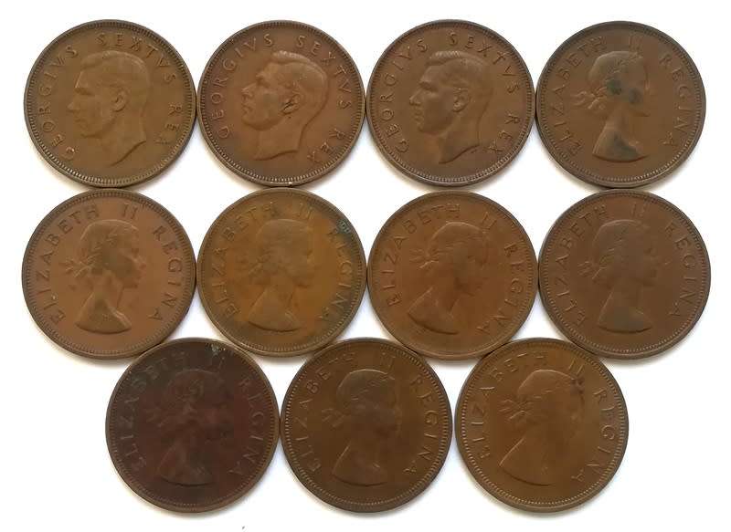 UNION 1950 TO 1960  PENNY - *ALL DATES* (11 COINS)