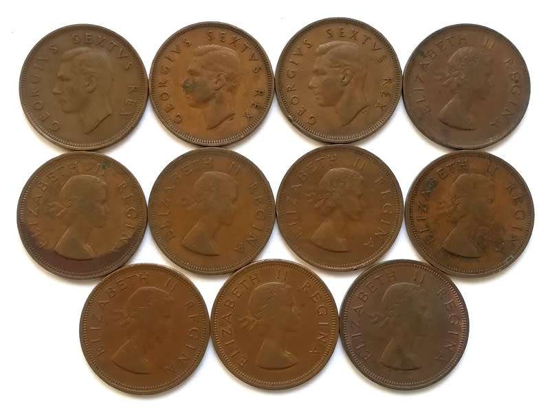 UNION 1950 TO 1960  PENNY - *ALL DATES* (11 COINS)