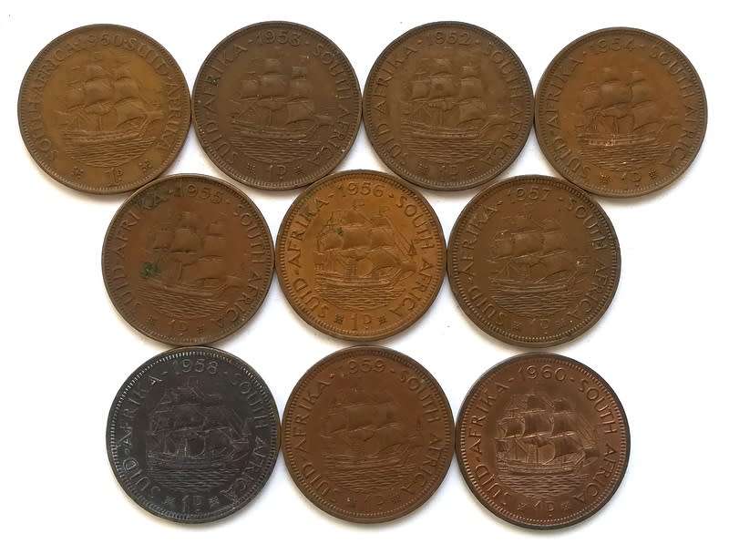 UNION 1950 TO 1960  PENNY - *ALL DATES*  NO 51 (10 COINS)