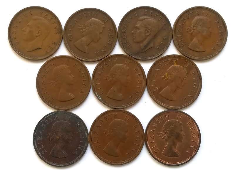 UNION 1950 TO 1960  PENNY - *ALL DATES*  NO 51 (10 COINS)