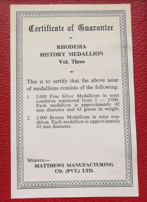 RHODESIAN HISTORY MEDALLION VOL.3 **ARMED FORCES**