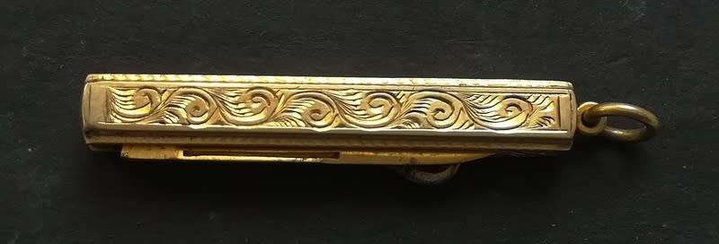 **RARE** BIRMINGHAM 1911 STERLING SILVER GILT CHATELAINE BUTTON HOOK+KNIFE
