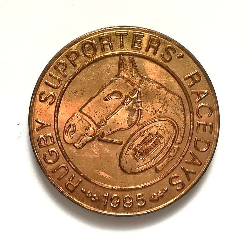 1995 RUGBY SUPPORTERS RACE DAYS MEDALLION 38MM