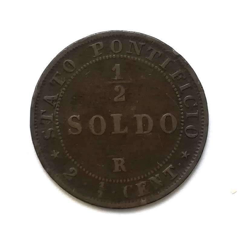 ITALIAN STATES 1867R 2 1/2 CENTS/1/2 SOLDO