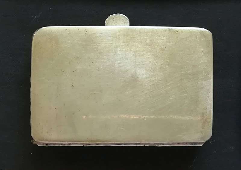 EGYPTIAN SILVER AND MOTHER OF PEARL - PILL BOX 35.8GRAMS 14X28X40MM