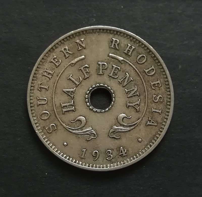 SOUTHERN RHODESIA 1934 HALF PENNY