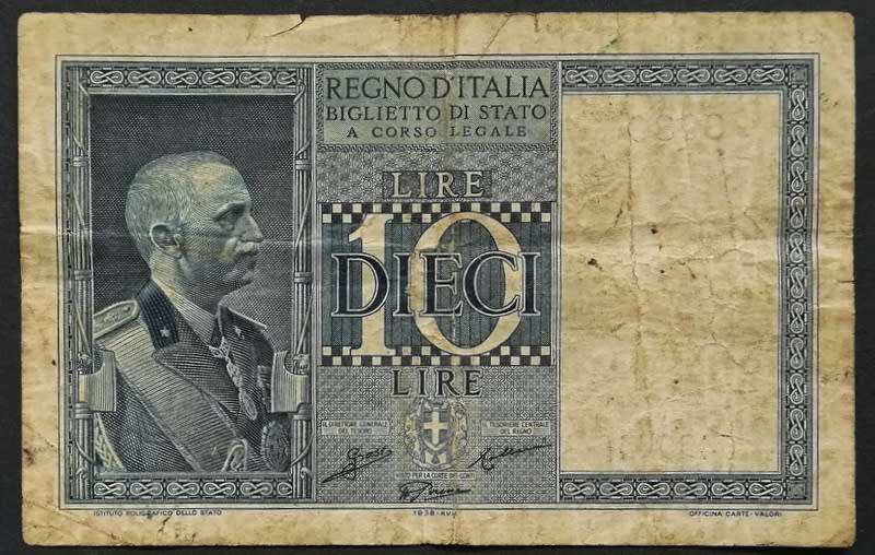 ITALY 1935 10 LIRA NOTE *FILLER*