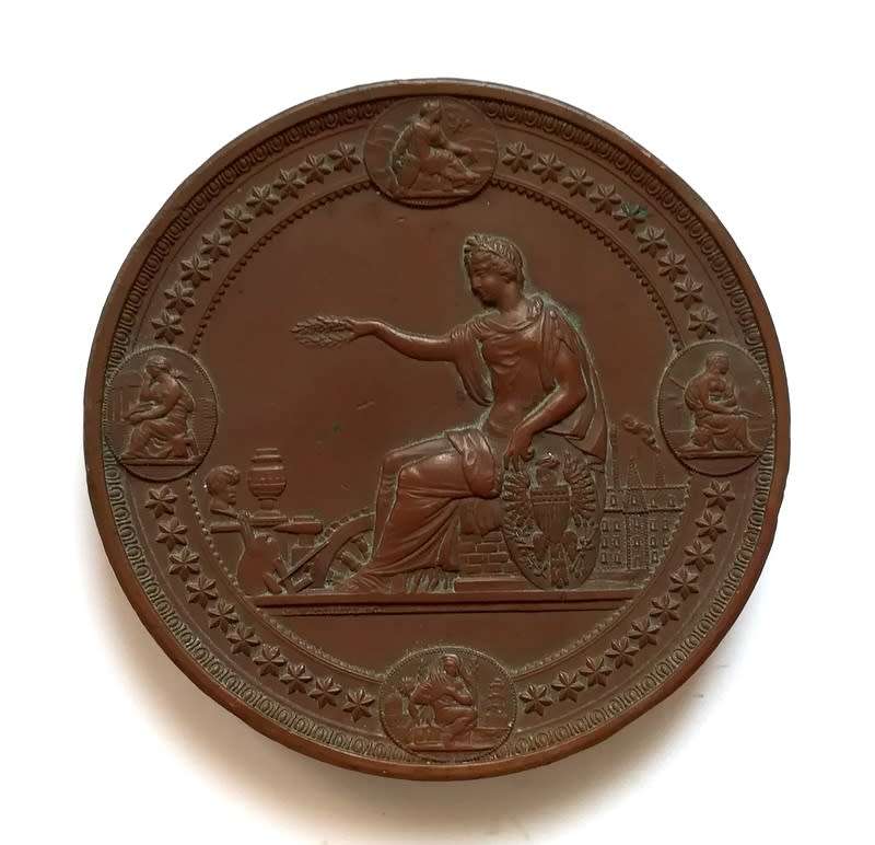LARGE 1876 PHILADELPHIA INTERNATIONAL EXHIBITION BRONZE MEDAL 75MM