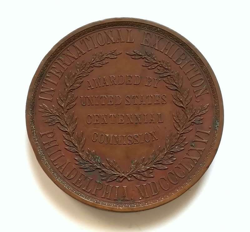 LARGE 1876 PHILADELPHIA INTERNATIONAL EXHIBITION BRONZE MEDAL 75MM