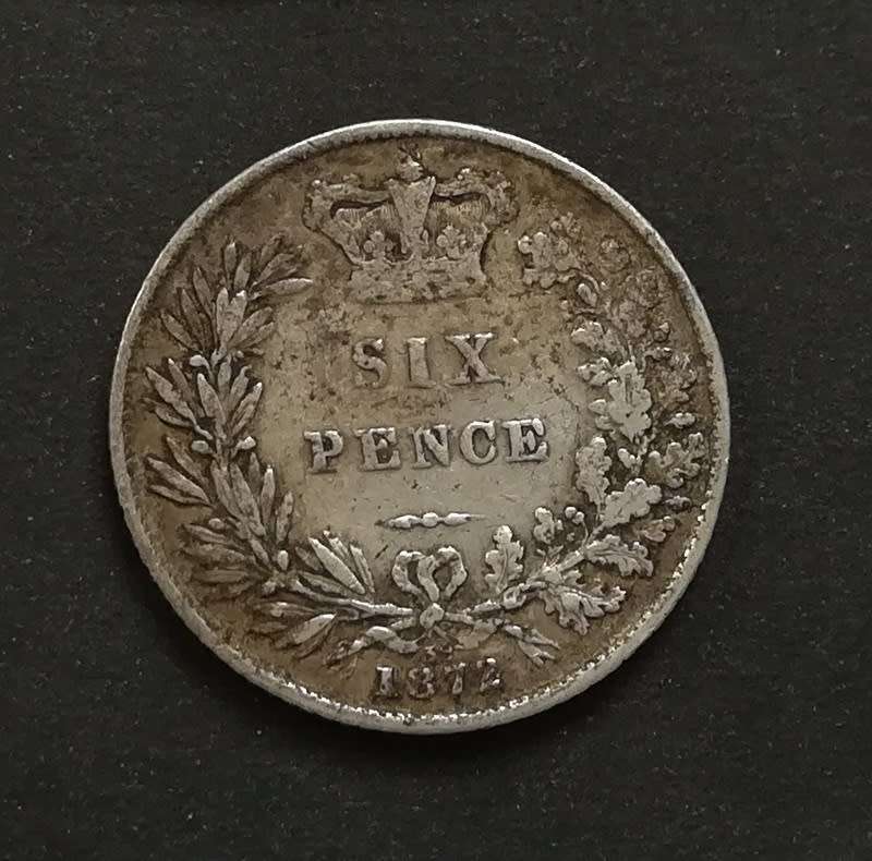 GREAT BRITAIN 1872 DIE 32 SILVER 6 PENCE