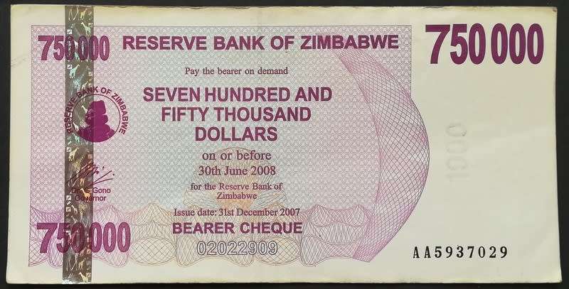 ZIMBABWE AA 750 000 DOLLARS 2008